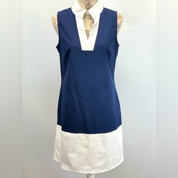 SAIL TO SABLE  Navy and White sleeveless color block Mini Dress size M - Picture 4 of 15